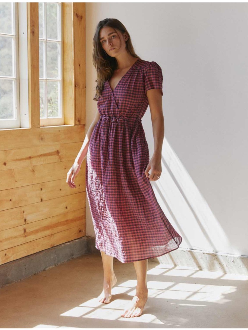 CHRISTY DAWN Dawn dress in dusty crimson checker